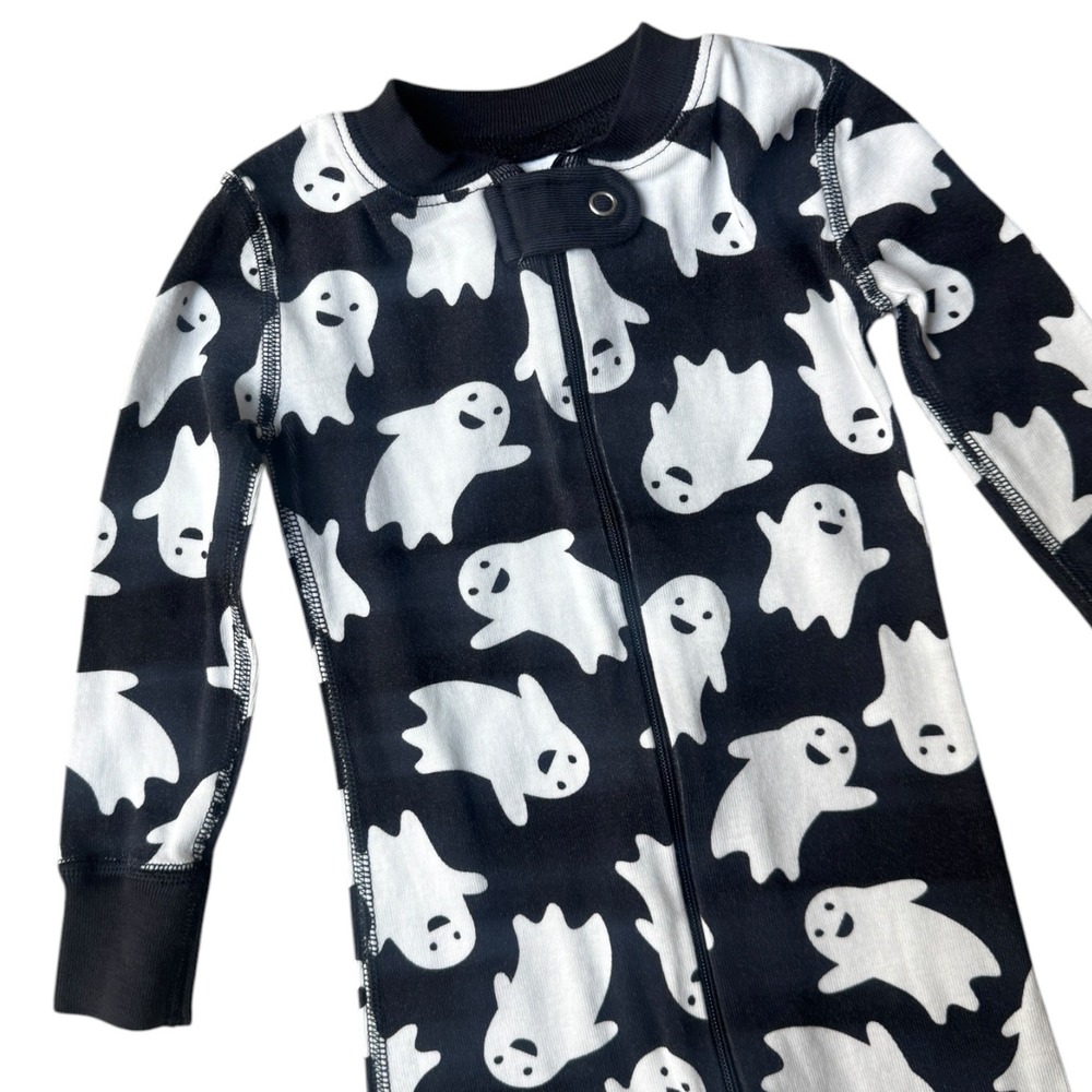 Hanna Andersson Ghost Print Organic Cotton Zip Sleeper Black White 18-24M 80cm - Picture 4 of 6